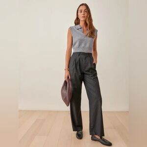 Reformation Black Pinstripe Trousers